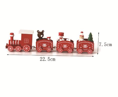 Christmas wooden mini train decorations solid wood Christmas train