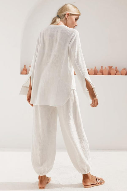 Basic Bae Buttery-Soft V-Neck Long Sleeve Top and Pants Set