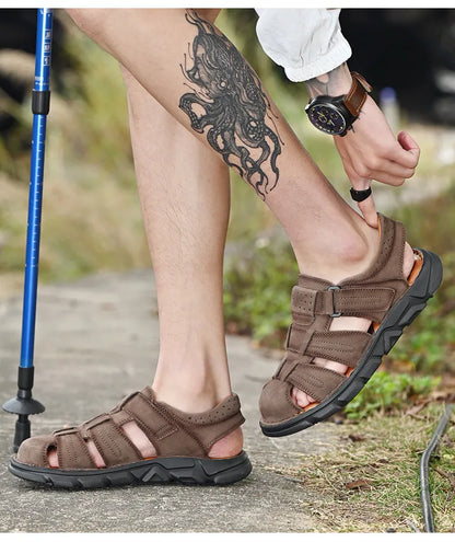 New Summer Genuine Leather Men's Sandals Lightweight Men's Shoes Outdoor Comfortable Beach Sandals Fashion Casual Shoes Sneakers