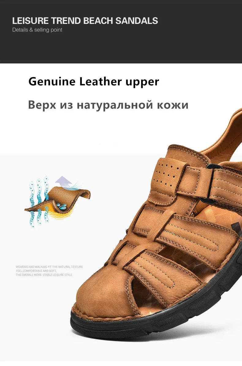 New Summer Genuine Leather Men's Sandals Lightweight Men's Shoes Outdoor Comfortable Beach Sandals Fashion Casual Shoes Sneakers