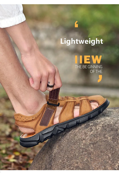 New Summer Genuine Leather Men's Sandals Lightweight Men's Shoes Outdoor Comfortable Beach Sandals Fashion Casual Shoes Sneakers