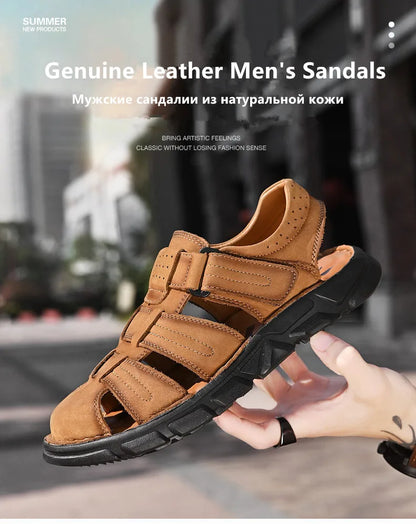 New Summer Genuine Leather Men's Sandals Lightweight Men's Shoes Outdoor Comfortable Beach Sandals Fashion Casual Shoes Sneakers