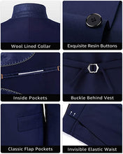 Charger l&#39;image dans la galerie, MYS Men&#39;s 3 Piece Slim Fit Suit Set, One Button Solid Jacket Vest Pants with Tie (Kostim Nwa pou Gason)
