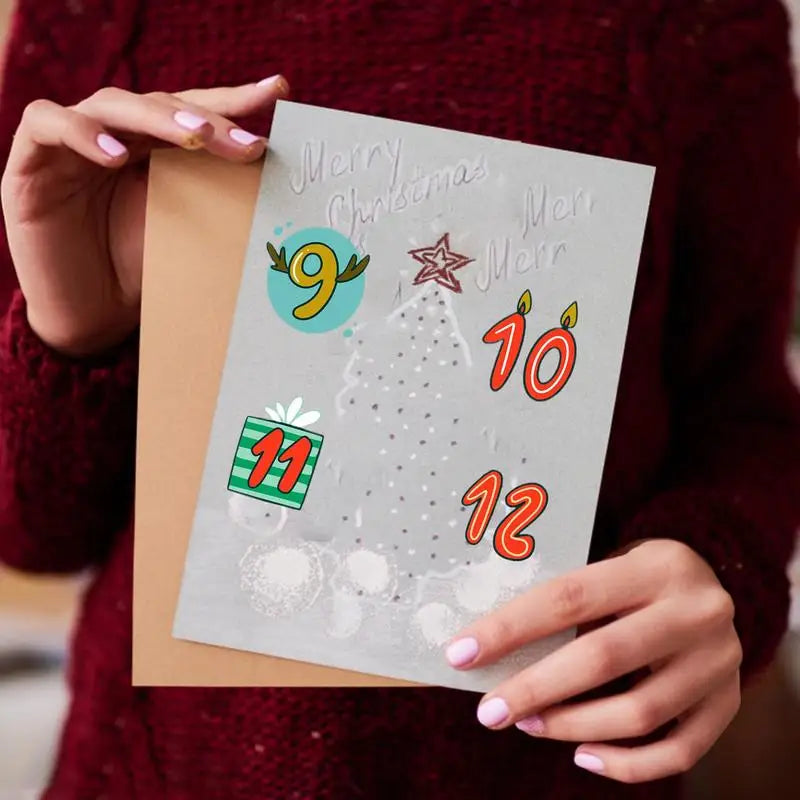 2025 Christmas 1-24 Number Stickers Christmas Advent Calendar Card Envelope Stickers Festival Card Sealing Labels