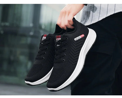 2024 Breathable Shoes for Men Mesh Lightweight Casual Shoes Comfortable Soft Bottom Flats Lace Up Sneakers Men Zapatillas Hombre