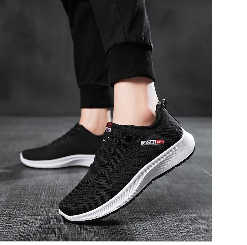 2024 Breathable Shoes for Men Mesh Lightweight Casual Shoes Comfortable Soft Bottom Flats Lace Up Sneakers Men Zapatillas Hombre