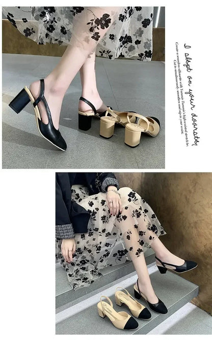 Fashion Women Shoes Woman Dress Shoes Mid Heel Square Head Wedding Party Sandals Casual Shoes