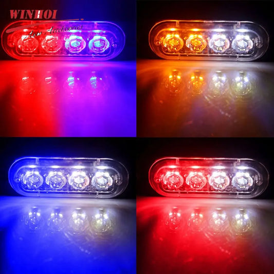 4 LED Police Strobe Light  Automotivo Grille Warning Light 12-24V Red Blue Amber Flashing Lamp Trucks ATV Car Emergency Beacon