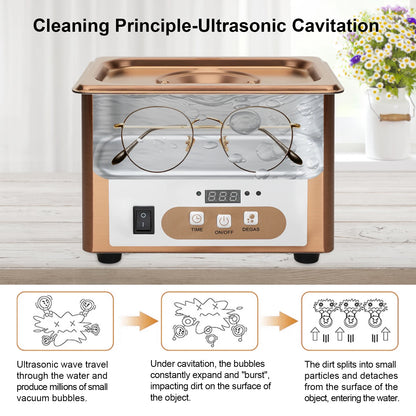 JIEJING 900mL Ultrasonic Cleaner, 60W Power, 40kHz Ultra Sonic Cleaning Machine For Jewelry, Eyeglasses, Watch, Small Parts