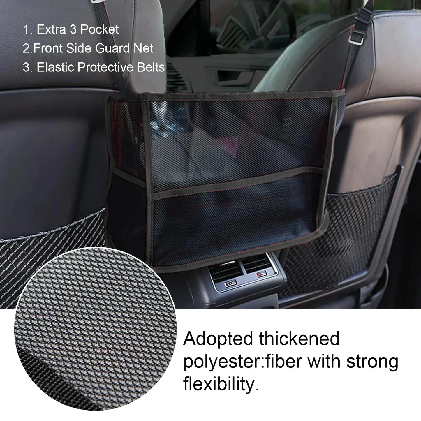 Car Net Pocket Handbag Holder Organizer - Seat Side Storage, Interior Accessories