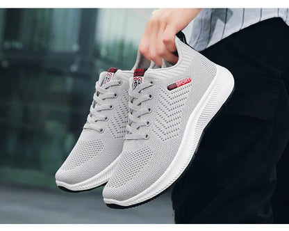 2024 Breathable Shoes for Men Mesh Lightweight Casual Shoes Comfortable Soft Bottom Flats Lace Up Sneakers Men Zapatillas Hombre