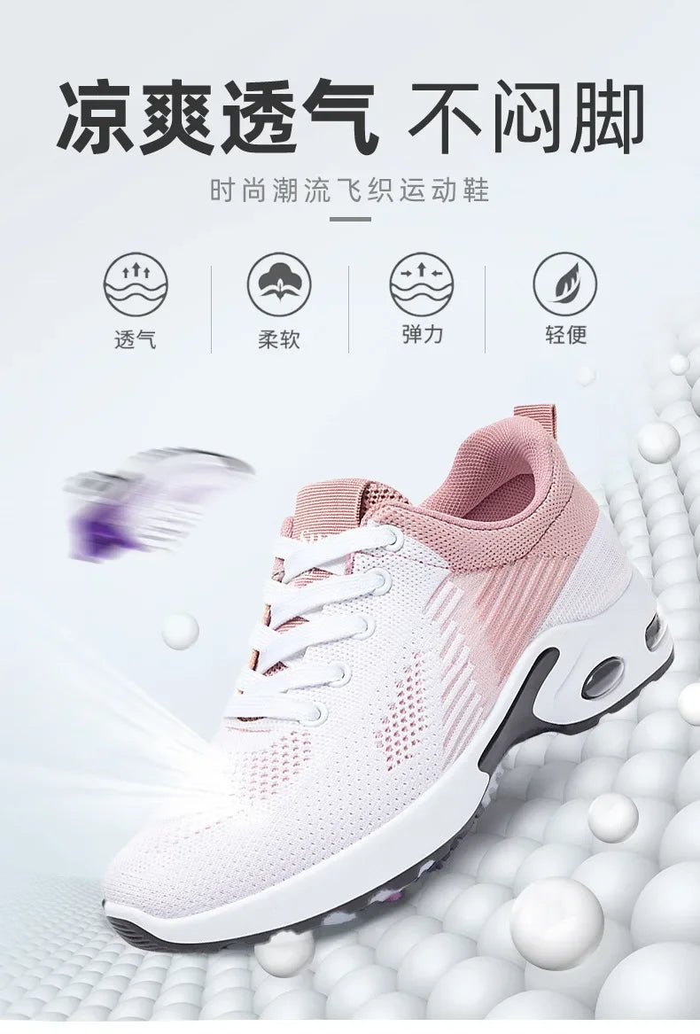 New Arrival Women's Lace-up Flats Round Toe Breathable Mesh Flat Shoes for Tennis and Outdoor Sports