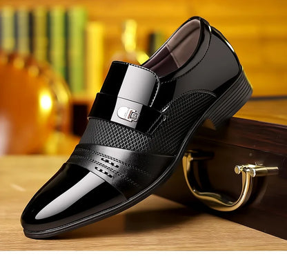 Classic Business Dress Men Shoes Formal Slip On Dress Shoes Mens Oxfords Footwear Elegent Leather Shoes For Men Loafers Wine Red