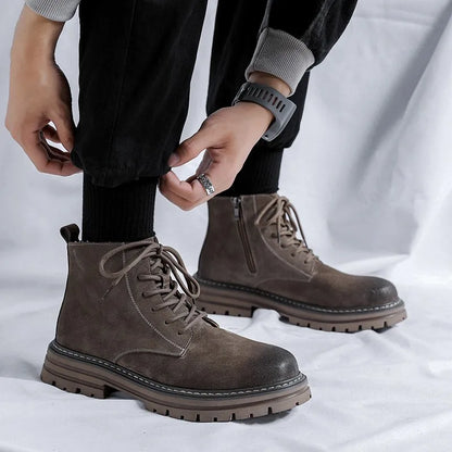 Middle-help Cow suede ankle boots men new British style outdoor big yellow boots work shoes men's fashion boots M1075