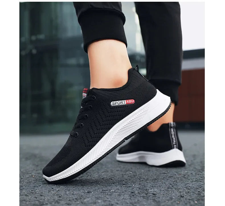 2024 Breathable Shoes for Men Mesh Lightweight Casual Shoes Comfortable Soft Bottom Flats Lace Up Sneakers Men Zapatillas Hombre