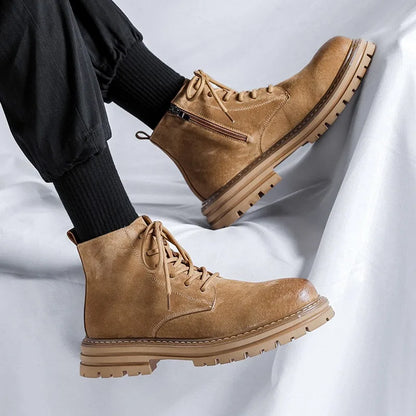 Middle-help Cow suede ankle boots men new British style outdoor big yellow boots work shoes men's fashion boots M1075