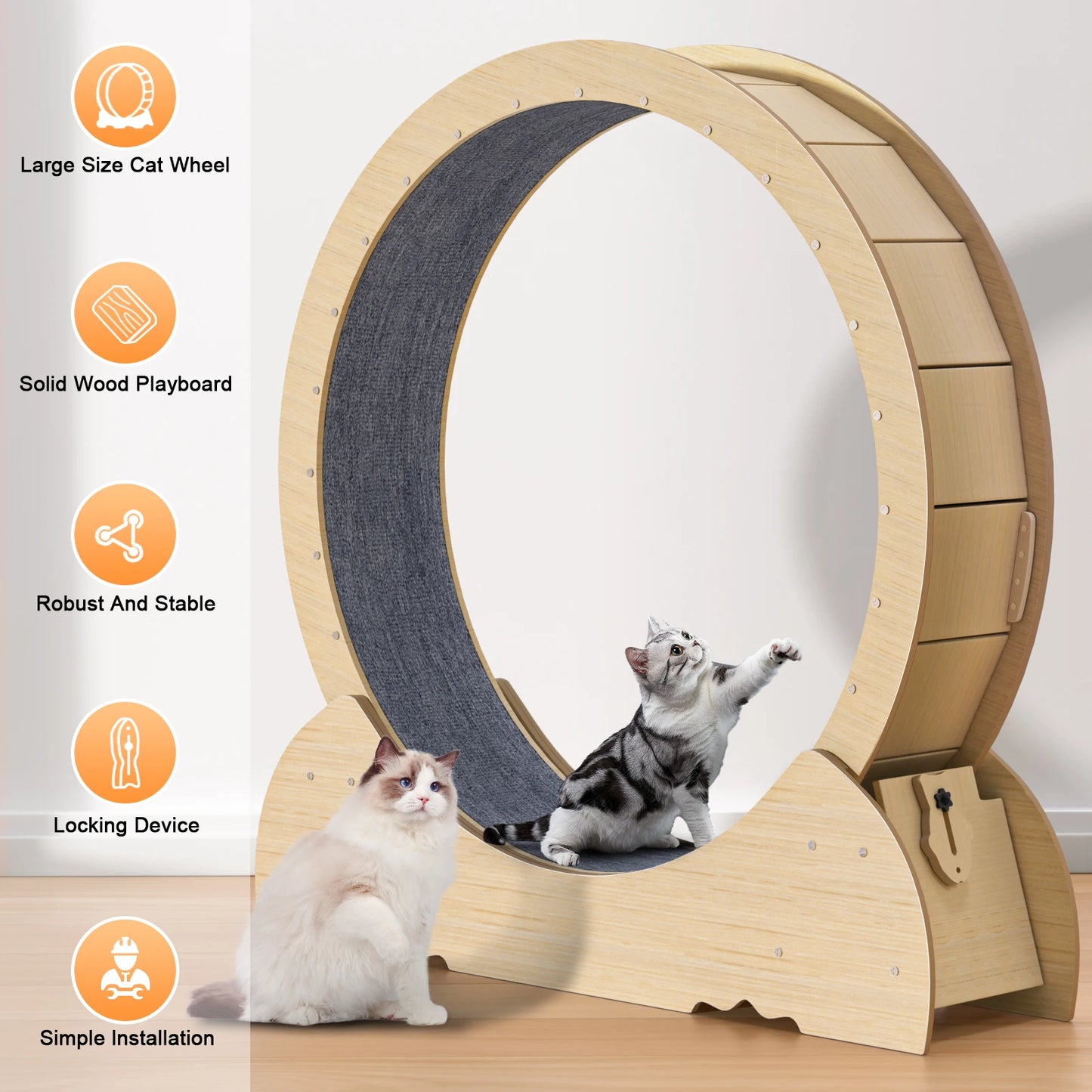 Cat Wheel, 46 inch Large Cat Treadmill, Cat Exercise Wheel with Carpeted Runway, Cat Treadmill for Indoor Cats, Cat Exerciser