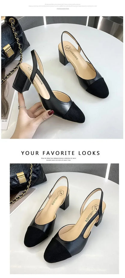 Fashion Women Shoes Woman Dress Shoes Mid Heel Square Head Wedding Party Sandals Casual Shoes