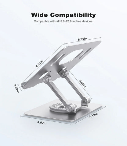 ST02 Tablet Stand Adjustable with 360 Swivel Base Aluminum Tablet Stand Holder Universal Tablet Holder for iPad Samsung