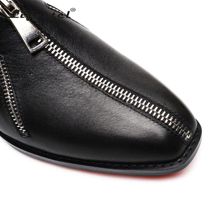 Ligustel Man Original Handmade Red Bottom Shoes Men Fashion Wedding Party Black Leather Loafers Shoes for Men with Plus Size