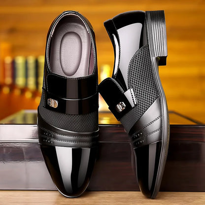 Classic Business Dress Men Shoes Formal Slip On Dress Shoes Mens Oxfords Footwear Elegent Leather Shoes For Men Loafers Wine Red