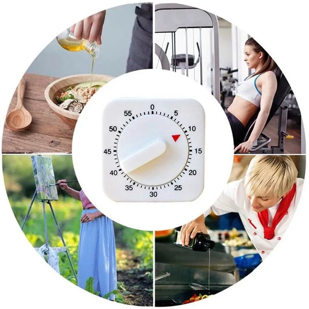 Wind Up Mechanical Alarm Timer 60 Minutes Stopwatch Visual Countdown Timer Cooking Time Manager For Home Kitchen Cooking