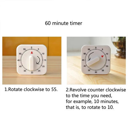 Wind Up Mechanical Alarm Timer 60 Minutes Stopwatch Visual Countdown Timer Cooking Time Manager For Home Kitchen Cooking