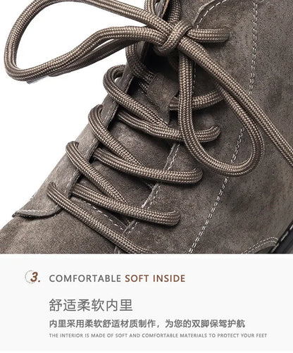 Middle-help Cow suede ankle boots men new British style outdoor big yellow boots work shoes men's fashion boots M1075