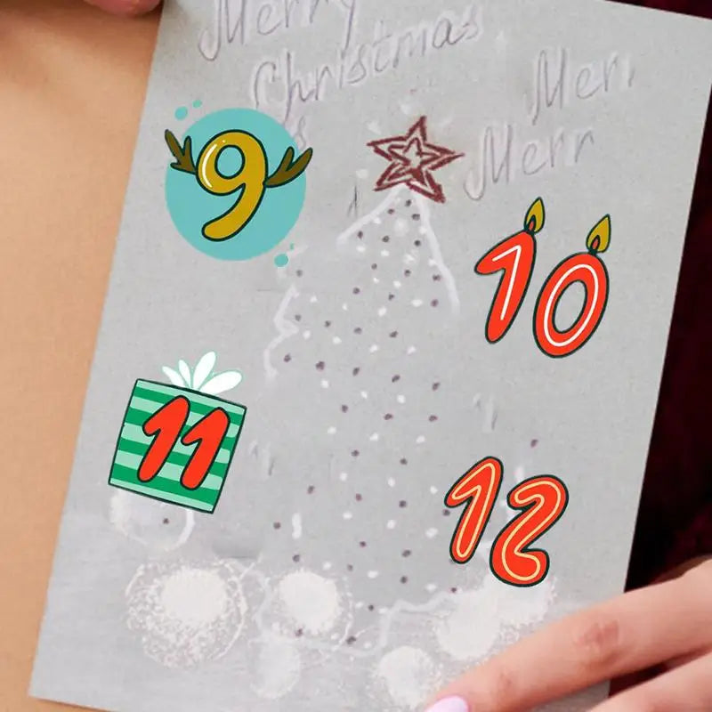 2025 Christmas 1-24 Number Stickers Christmas Advent Calendar Card Envelope Stickers Festival Card Sealing Labels