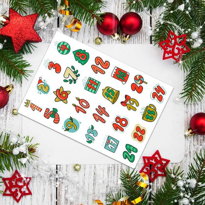 2025 Christmas 1-24 Number Stickers Christmas Advent Calendar Card Envelope Stickers Festival Card Sealing Labels