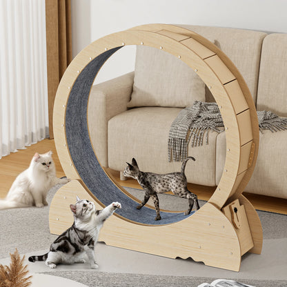 Cat Wheel, 46 inch Large Cat Treadmill, Cat Exercise Wheel with Carpeted Runway, Cat Treadmill for Indoor Cats, Cat Exerciser