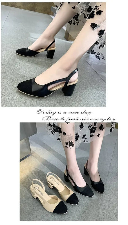 Fashion Women Shoes Woman Dress Shoes Mid Heel Square Head Wedding Party Sandals Casual Shoes