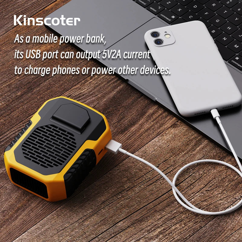 KINSCOTER Outdoor Hanging Waist Fan 6000mAh Portable Waist/Neck Fan Cooler Ventilator 3 Speeds Silent Long Use Life Electric Fan