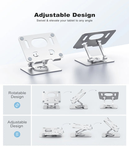 ST02 Tablet Stand Adjustable with 360 Swivel Base Aluminum Tablet Stand Holder Universal Tablet Holder for iPad Samsung