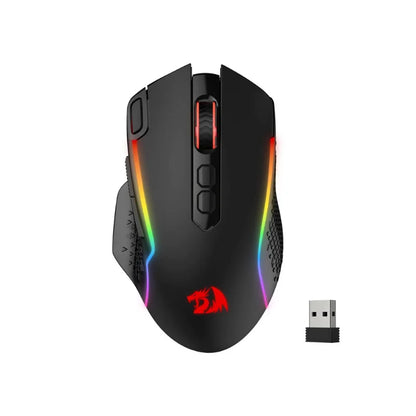 Redragon M810 Pro Wireless Gaming Mouse, 10000 DPI Wired Gamer Mouse w/ Rapid Fire Key, 8 Macro Buttons, Black/White Mouse