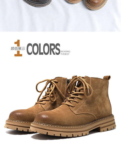 Middle-help Cow suede ankle boots men new British style outdoor big yellow boots work shoes men's fashion boots M1075