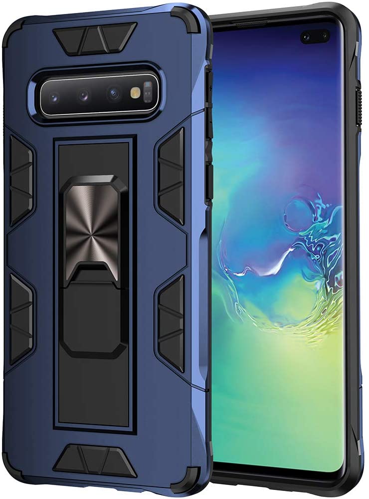 Samsung Galaxy S10 Plus Case Samsung Galaxy S10+ Case Military Grade Built-in Kickstand Case Holster Armor Heavy Duty Shockproof Cover Protective for Samsung Galaxy S10 Plus Phone Case (Blue)