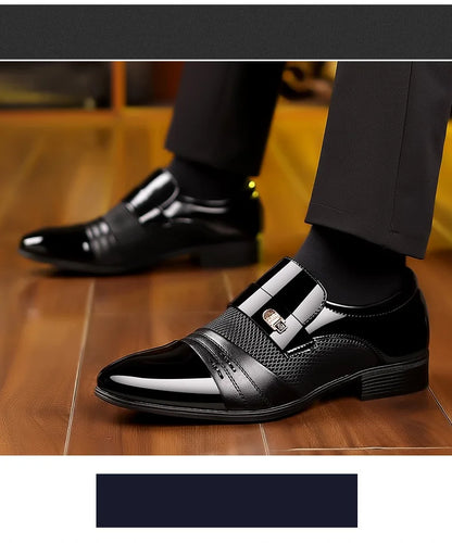 Classic Business Dress Men Shoes Formal Slip On Dress Shoes Mens Oxfords Footwear Elegent Leather Shoes For Men Loafers Wine Red