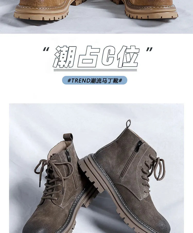 Middle-help Cow suede ankle boots men new British style outdoor big yellow boots work shoes men's fashion boots M1075