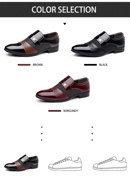 Classic Business Dress Men Shoes Formal Slip On Dress Shoes Mens Oxfords Footwear Elegent Leather Shoes For Men Loafers Wine Red