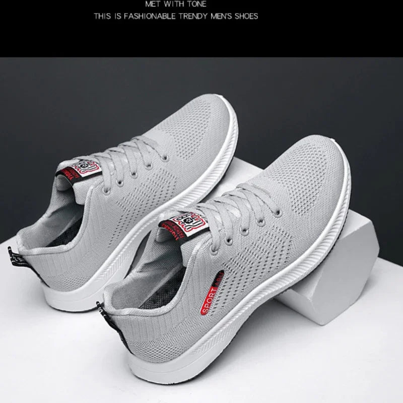 2024 Breathable Shoes for Men Mesh Lightweight Casual Shoes Comfortable Soft Bottom Flats Lace Up Sneakers Men Zapatillas Hombre