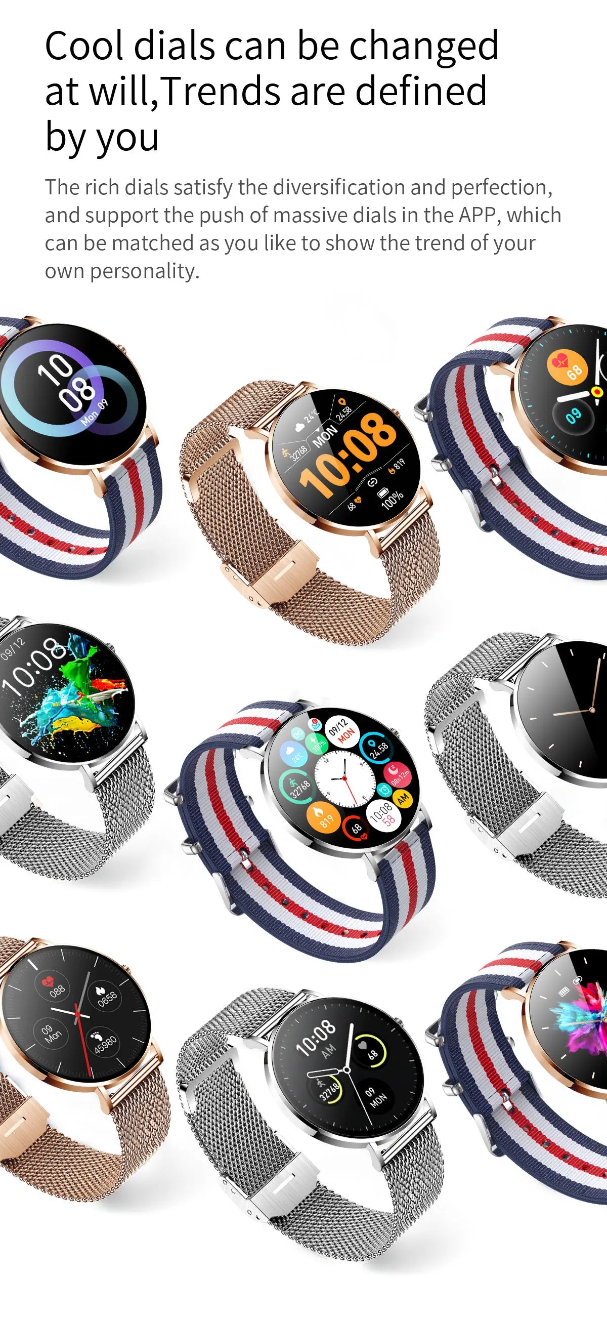 2024 Ultra Thin Smart Watch For Women Full Touch Screen IP67 Waterproof Ladies Watches Sports Fitness Tracker Women’s Smartwatch