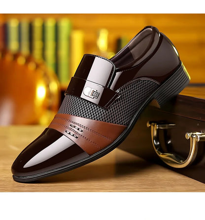 Classic Business Dress Men Shoes Formal Slip On Dress Shoes Mens Oxfords Footwear Elegent Leather Shoes For Men Loafers Wine Red