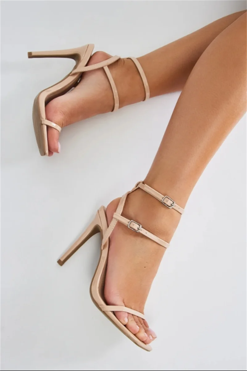 Liyke Fashion Design Double Buckle Strap High Heels Gladiator Sandals Women Summer Square Toe Party Dress Shoes Ladies Sandalias