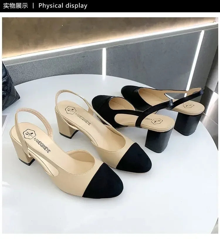 Fashion Women Shoes Woman Dress Shoes Mid Heel Square Head Wedding Party Sandals Casual Shoes