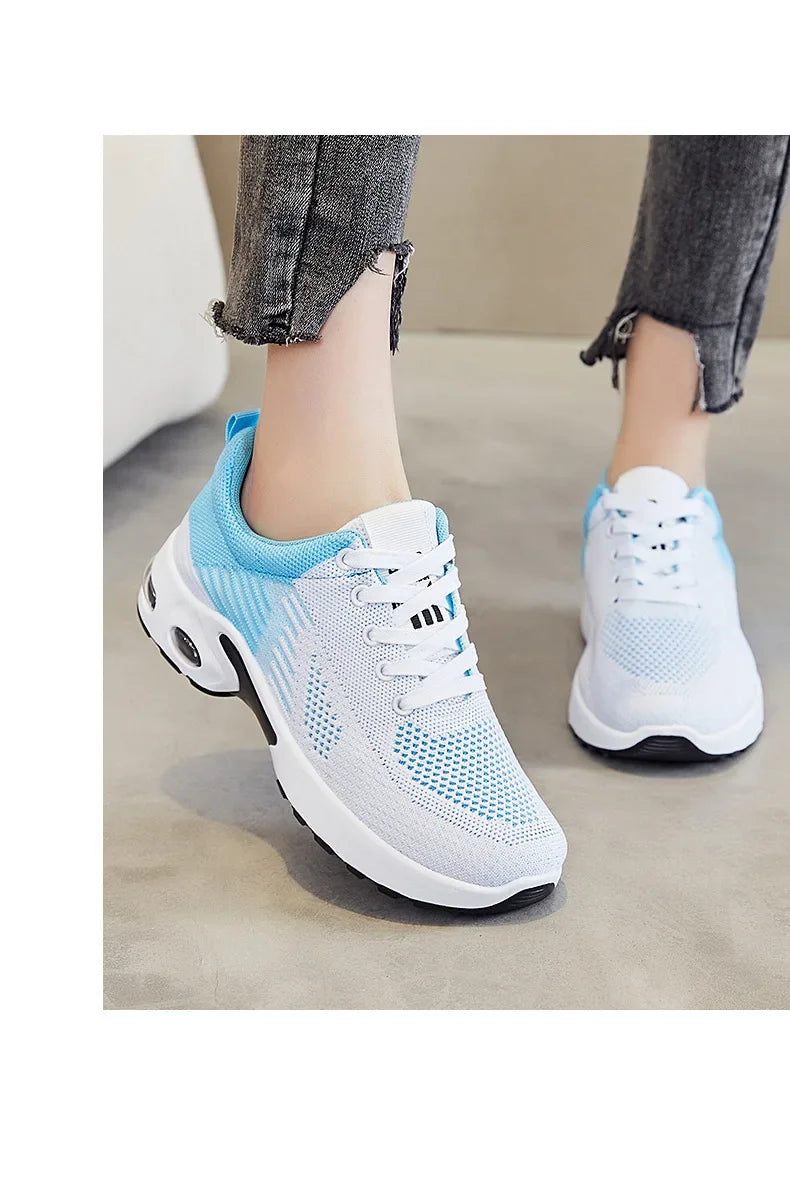 New Arrival Women's Lace-up Flats Round Toe Breathable Mesh Flat Shoes for Tennis and Outdoor Sports