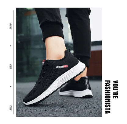 2024 Breathable Shoes for Men Mesh Lightweight Casual Shoes Comfortable Soft Bottom Flats Lace Up Sneakers Men Zapatillas Hombre