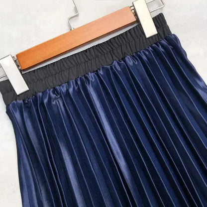 Seoulish 2024 New Elegant Gradient Stain Women's Pleated Skirts High Waist Skirts Mi-long Umbrella Skirt Spring Summer