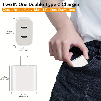 Fast iPhone Charger, 2Pack 40W Dual Port USB C Charger Block With 4Pack 6FT  Lightning Cable for iPhone 14Pro/13/12/11/MiNi/XS