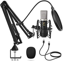 Charger l&#39;image dans la galerie, Condenser Microphone 192kHz/24Bit, TONOR USB Cardioid Computer Mic Kit with Upgraded Boom Arm/Spider Shock Mount for Recording, Streaming, Gaming, Podcasting, Voice Over, YouTube, TC-2030
